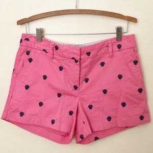 British Khaki pink shorts with navy blue seashells